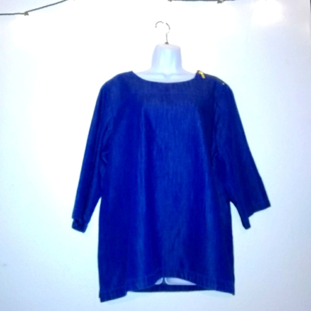 Martha Stewart Everyday Ava Zip Woven Top Denim Tunic